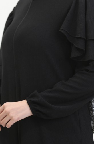 Ruffled Sleeve Abaya 1050-04 Black 1050-04