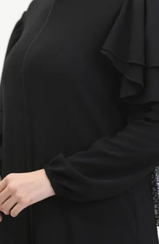 Abaya Avec Manches Froufrous 1050-04 Noir 1050-04