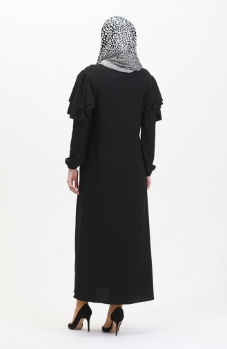 Ruffled Sleeve Abaya 1050-04 Black 1050-04