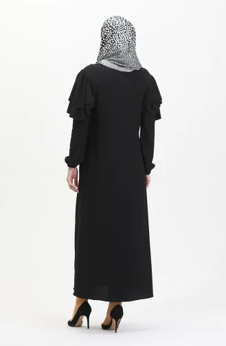 Abaya Avec Manches Froufrous 1050-04 Noir 1050-04