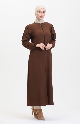 Ruffled Sleeve Abaya 1050-06 Brown 1050-06