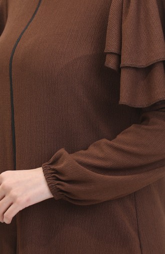 Ruffled Sleeve Abaya 1050-06 Brown 1050-06