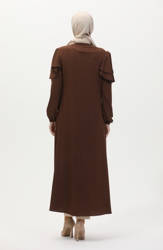 Ruffled Sleeve Abaya 1050-06 Brown 1050-06