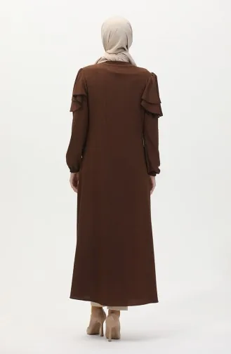 Ruffled Sleeve Abaya 1050-06 Brown 1050-06