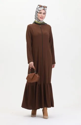 Frilled Skirt Abaya 5109-01 Brown 5109-01