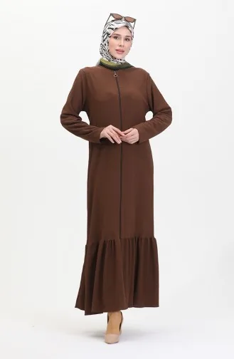 Frilled Skirt Abaya 5109-01 Brown 5109-01