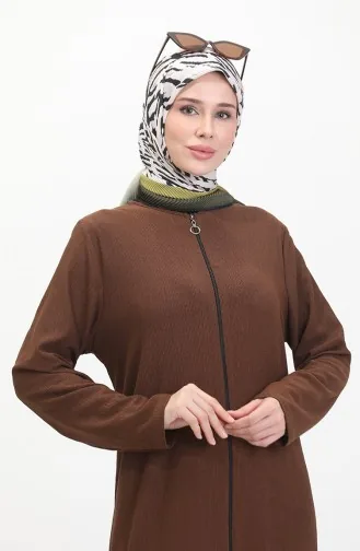 Frilled Skirt Abaya 5109-01 Brown 5109-01