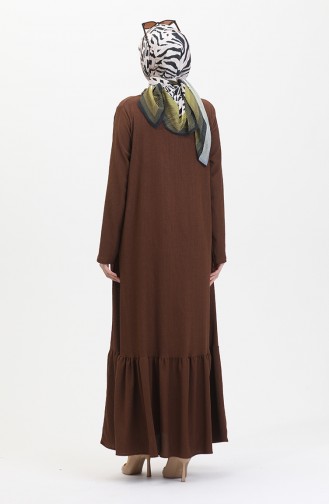 Frilled Skirt Abaya 5109-01 Brown 5109-01