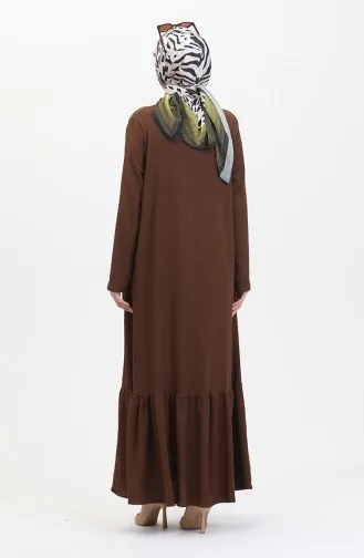 Frilled Skirt Abaya 5109-01 Brown 5109-01
