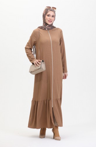 Frilled Skirt Abaya 5109-02 Mink 5109-02