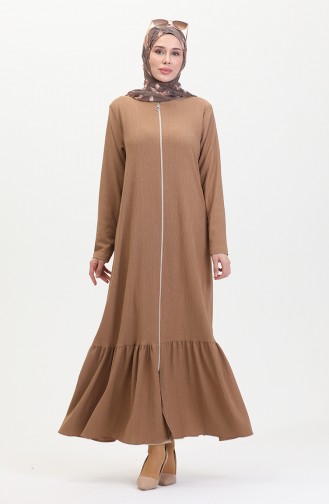 Frilled Skirt Abaya 5109-02 Mink 5109-02
