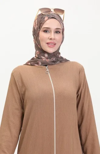 Eteği Fırfırlı Ferace 5109-02 Vizon