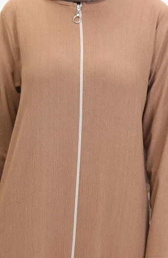 Eteği Fırfırlı Ferace 5109-02 Vizon