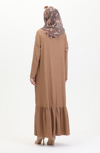 Frilled Skirt Abaya 5109-02 Mink 5109-02