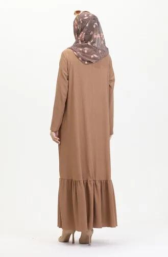 Eteği Fırfırlı Ferace 5109-02 Vizon