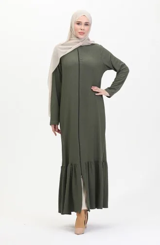 Frilled Skirt Abaya 5109-03 Khaki 5109-03