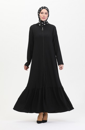 Frilled Skirt Abaya 5109-04 Black 5109-04
