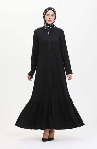 Abaya Avec Jupe à Froufrous 5109-04 Noir 5109-04