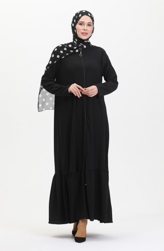 Frilled Skirt Abaya 5109-04 Black 5109-04