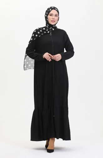 Abaya Avec Jupe à Froufrous 5109-04 Noir 5109-04