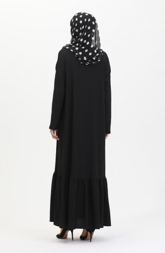 Frilled Skirt Abaya 5109-04 Black 5109-04