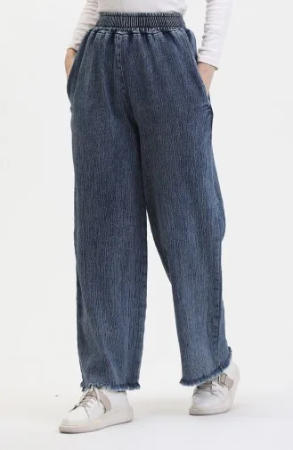 Beli Lastikli Kot Pantolon 1793J-01 Mavi