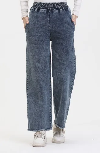 Beli Lastikli Kot Pantolon 1793S-01 Mavi