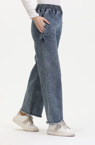 Beli Lastikli Kot Pantolon 1793S-01 Mavi