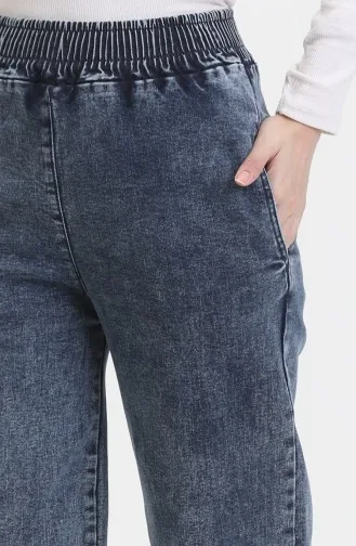 Beli Lastikli Kot Pantolon 1793S-01 Mavi