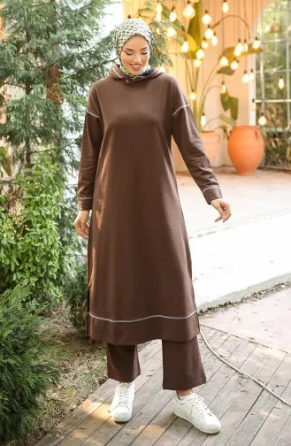 İkili Eşofman Takım 3082-02 Kahverengi