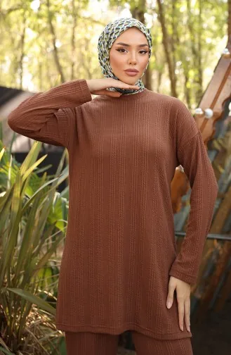 Ensemble Deux Pièces Tunique Pantalon 71219-04 Marron 71219-04