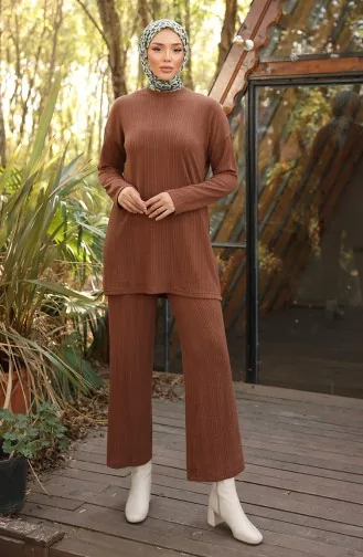 Ensemble Deux Pièces Tunique Pantalon 71219-04 Marron 71219-04
