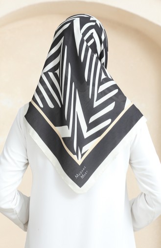 Soft Cotton Scarf 19092-03 Black Beige 19092-03