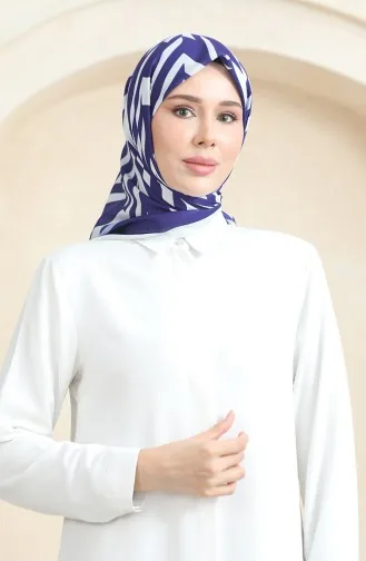 Soft Cotton Scarf 19092-04 Navy Blue Ecru 19092-04