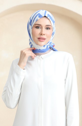 Echarpe Coton Doux 19092-11 Blanc Bleu Jean 19092-11