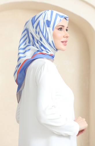 Echarpe Coton Doux 19092-11 Blanc Bleu Jean 19092-11