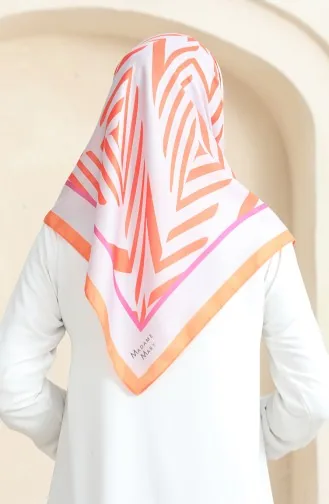 Zachte Katoenen Sjaal 19092-14 Lichtgrijs Oranje 19092-14