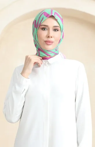 Soft Pamuk Eşarp 19092-15 Fuşya Yeşil