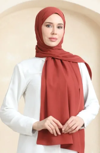 شال كريب سادة 81077-13 أحمر بني 81077-13