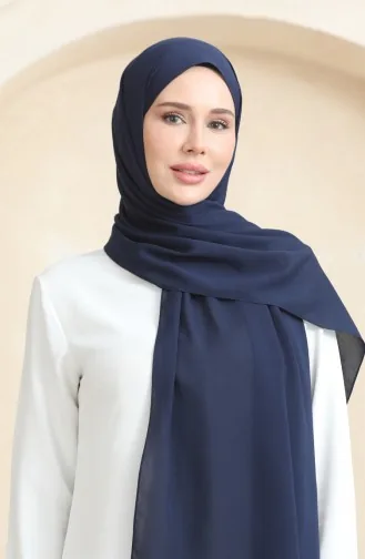 Schal Aus Krepp Einfarbig 81077-14 Marineblau 81077-14