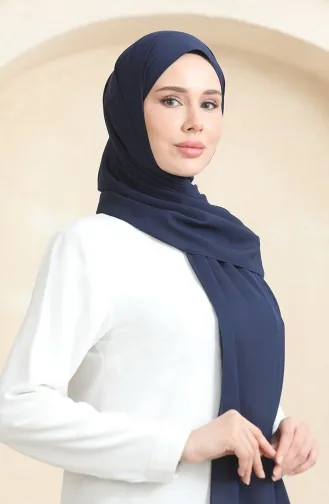 Schal Aus Krepp Einfarbig 81077-14 Marineblau 81077-14