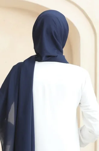 Schal Aus Krepp Einfarbig 81077-14 Marineblau 81077-14