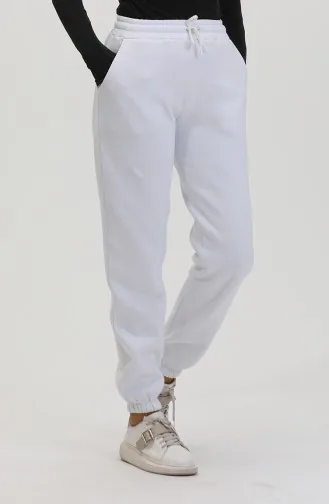 Üç İplik Penye Eşofman Altı 10400-07 Beyaz