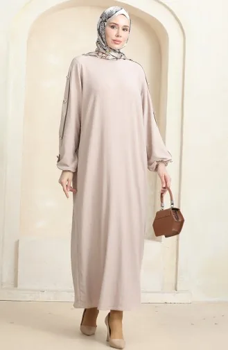 عباية فستان سادة 1023-03 بيج فاتح 1023-03
