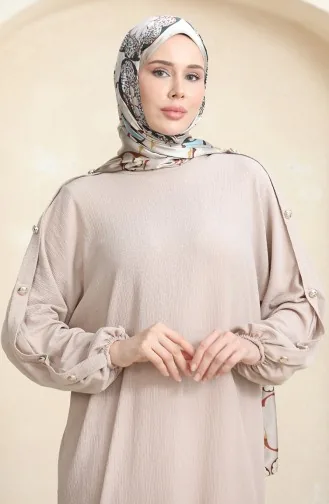 عباية فستان سادة 1023-03 بيج فاتح 1023-03