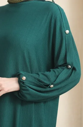 Bürümcük Kumaş Elbise Ferace 1023-06 Zümrüt Yeşili