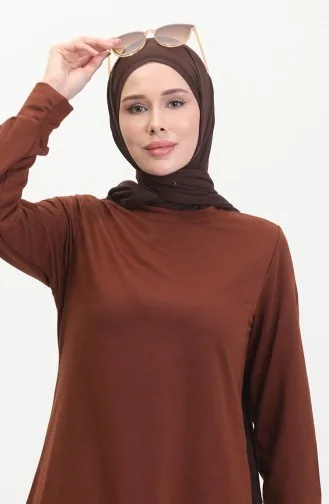 Ensemble Double Pantalon Tunique à Deux Cordes 0044-35 Marron 0044-35