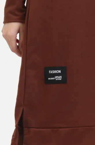 Ensemble Double Pantalon Tunique à Deux Cordes 0044-35 Marron 0044-35
