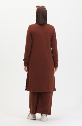 Two Yarn Tunic Trousers Two-piece Suit 0044-35 Brown 0044-35