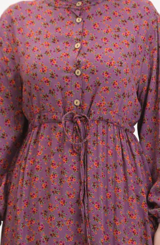 Robe Viscose Froncee Motif Marguerites 0423A-03 Lilas 0423A-03